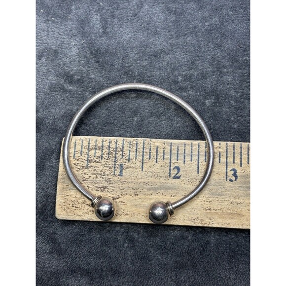 Vintage Silver Silver 925 Open Cuff Twist Off End Empty Charm Bracelet - Picture 3 of 5
